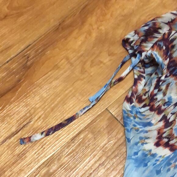 Guess Los Angeles Sheer Intricate Pattern Multicolor Blouse Size Small - Picture 6 of 12